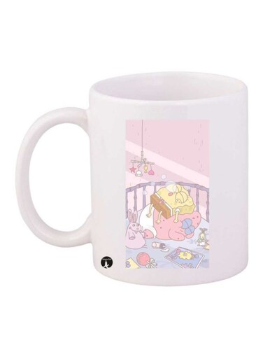 Spongebob Printed Mug White/Pink/Yellow Standard Size