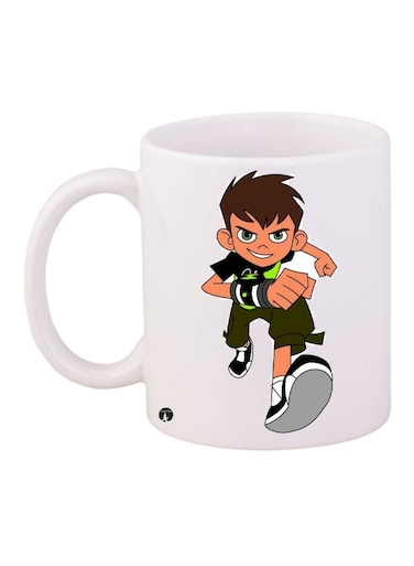 Cartoon Printed Coffee Mug White/Beige/Green 11ounce