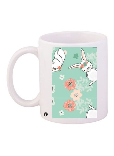 Bunny Printed Coffee Mug White/Green
