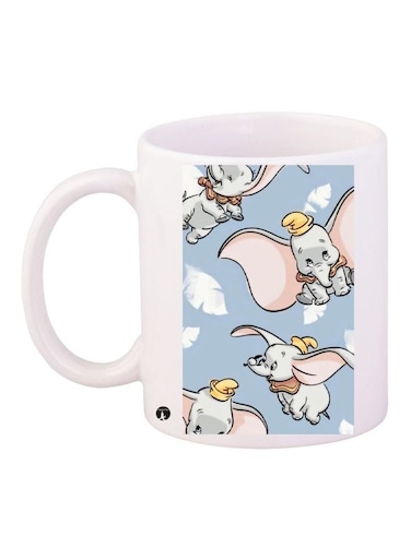 Cartoon Elephant Printed Coffee Mug White/Grey/Pink 11ounce