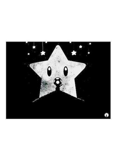 Star Themed Metallic Plate Black/White 20x15cm