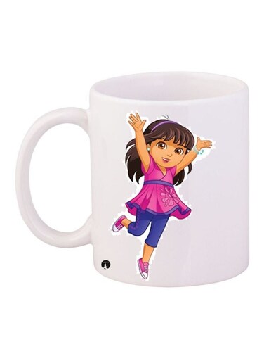 Cartoon Girl Printed Coffee Mug White/Pink/Blue 11ounce
