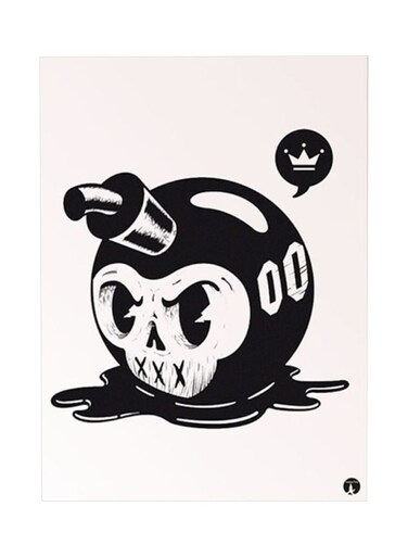 Bomb Metal Plate Poster Black/White 15x20cm