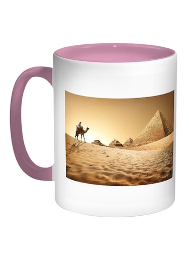 The Pyramids Of Egypt Printed Coffee Mug Pink/White/Brown