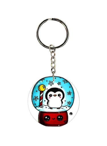 Double Sided Penguin Printed Keychain