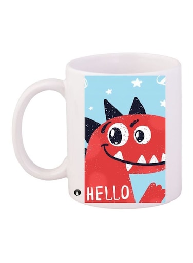 Cartoon Printed Coffee Mug White/Red/Blue 11ounce