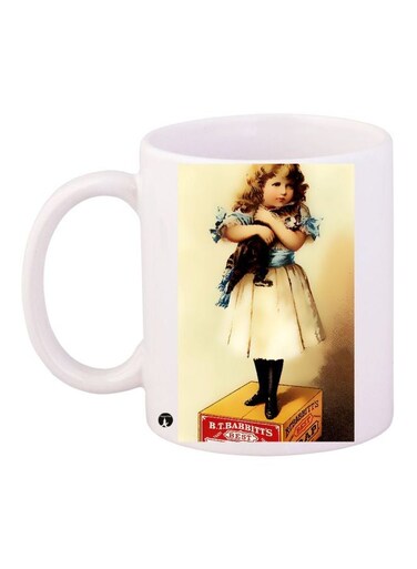 Girl Printed Coffee Mug White/Beige/Yellow 11ounce