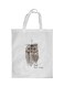 Owl Shape Printed Shopping Bag White
