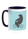 Bear Driving A Bicycle Printed Coffee Mug Blue/White/Grey 11ounce