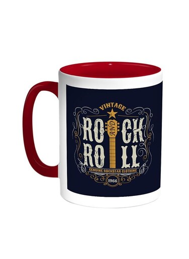Rock And Roll Printed Coffee Mug Red/White 11ounce