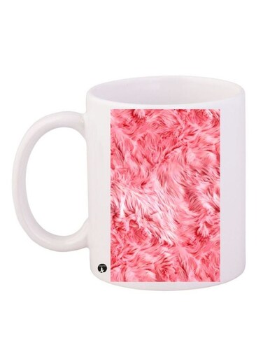 Fur Pattern Printed Coffee Mug White/Pink 11ounce