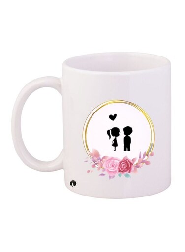 Floral Couple Printed Coffee Mug White/Black/Pink