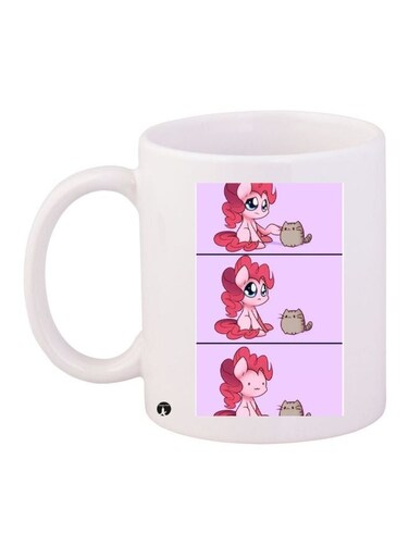 Cartoon Printed Coffee Mug White/Purple/Pink 11ounce