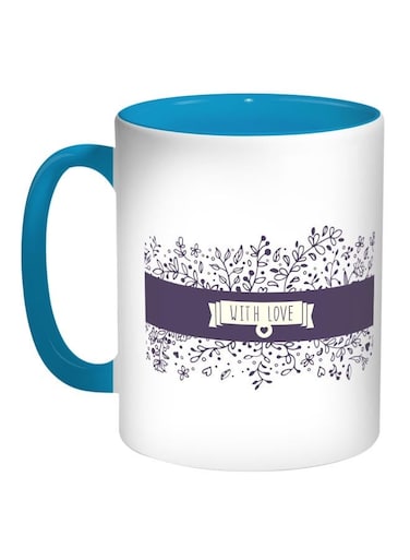 With You Printed Coffee Mug Blue/White/Purple 11ounce