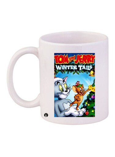 Tom And Jerry Printed Ceramic Coffee Mug White/Blue/Red