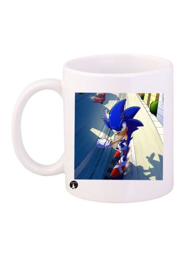 Sonic Video Game Printed Coffee Mug White/Blue/Red