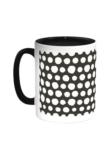 Large And Small Circles Printed Coffee Mug Black/White 11ounce