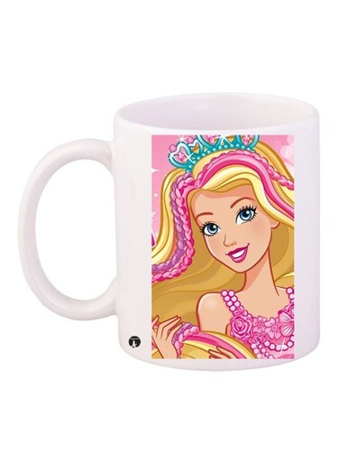 Barbie Printed Coffee Mug White/Pink/Yellow 11ounce