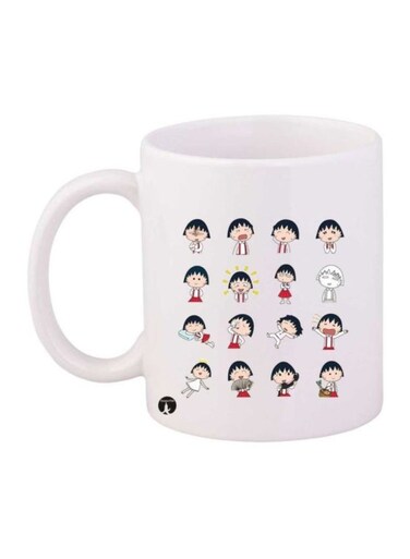 Anime Chibi Maruko Chan Printed Mug White/Red/Black