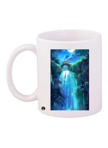 Forest At Night Printed Coffee Mug White/Blue/Green 11ounce