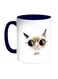 Cat Printed Coffee Mug Blue/White/Beige 11ounce