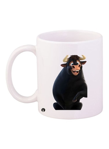 Bull Printed Coffee Mug White/Black 11ounce