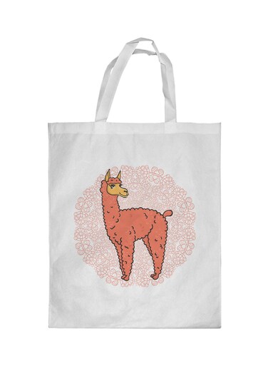 The Lama Printed Shopping Bag White