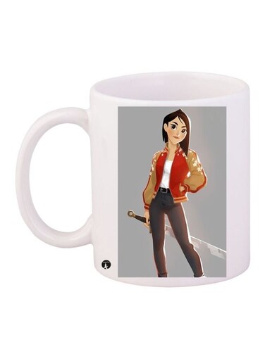 Cartoon Printed Coffee Mug White/Red/Brown 11ounce