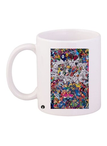 Superheroes Printed Coffee Mug White/Red/Blue 11ounce