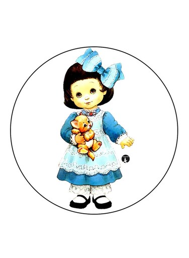 Girl Printed Fridge Magnet Round Multicolour