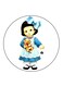 Girl Printed Fridge Magnet Round Multicolour