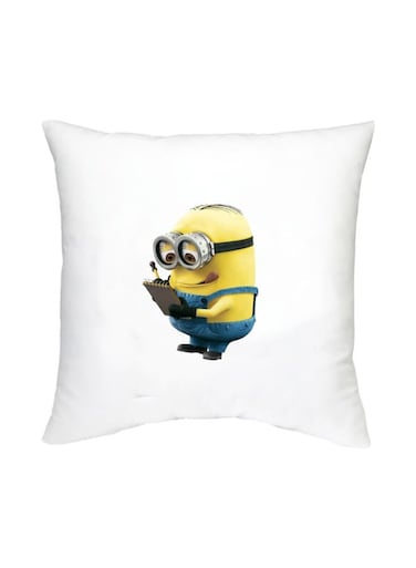 Minion Character Printed Cushion White/Yellow/Blue 16x16inch