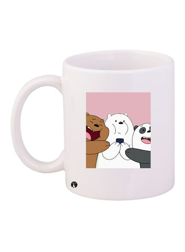 We Bare Bears Printed Coffee Mug White/Brown/Pink