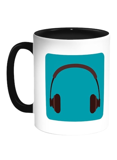 Headphones Printed Coffee Mug White/Black 11ounce