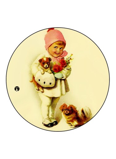 Printed Fridge Magnet Beige/Red/Black 5.5cm
