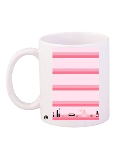 Cosmetics Printed Coffee Mug White/Pink/Black