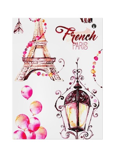 Paris Themed Metallic Plate White/Pink/Beige 20x15cm
