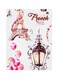 Paris Themed Metallic Plate White/Pink/Beige 20x15cm