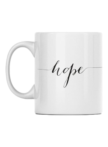 Hope Printed Ceramic Mug White/Black 350ml