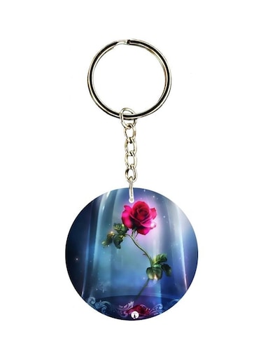 Rose Printed Double Sided Keychain
