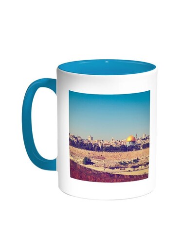 State Of Palestine - Alquds Printed Coffee Mug Turquoise/White 11ounce