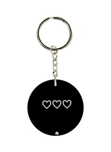 Double Sided Heart Printed Keychain