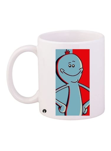 Cartoon Printed Coffee Mug White/Blue/Red 11ounce