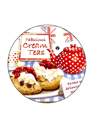 Fabulous Cream Teas Printed Fridge Magnet Red/Beige/White 5.5cm