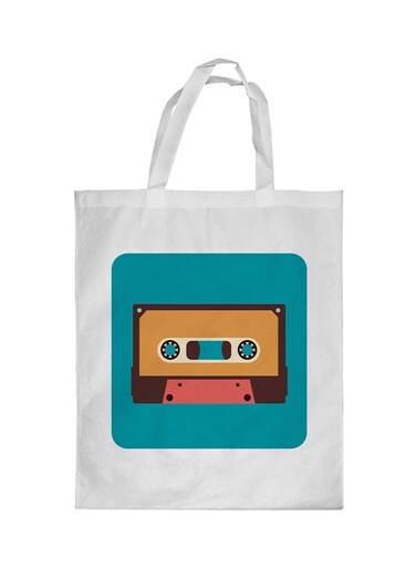 Classic Tape Recorder Printed Shopping Bag White