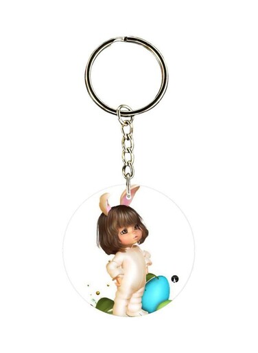 Cartoon Girl Printed Double Sided Keychain