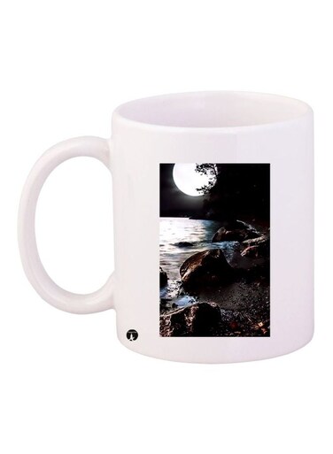 Moon Printed Coffee Mug White/Black 11ounce