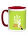 Keep Calm And Ask Questions Printed Coffee Mug Light Green/White/Red 11ounce