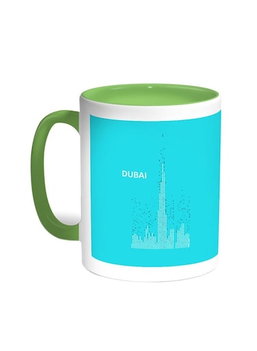 Abstract Drawing - Dubai Towers Printed Coffee Mug Green/White 11ounce