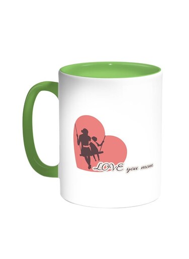 I Love My Mom Printed Coffee Mug Green/White 11ounce
